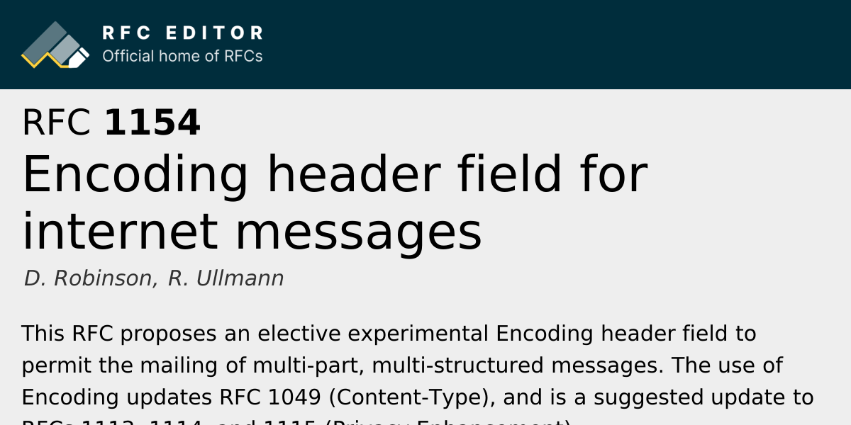 RFC 1154: Encoding header field for internet messages | RFC Editor