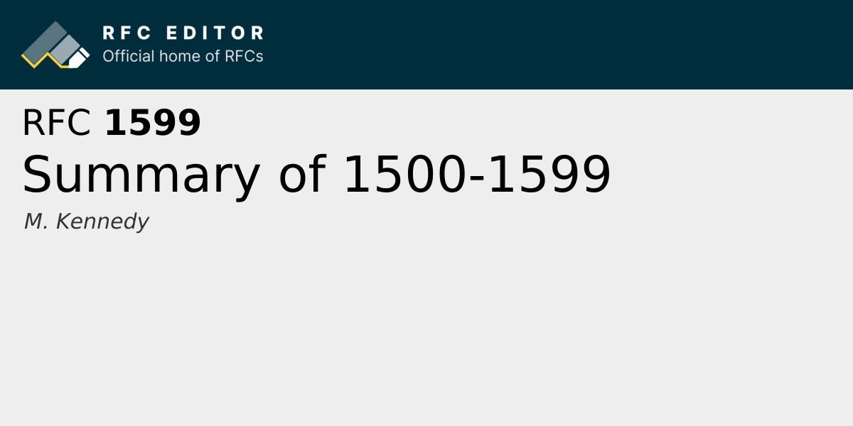 RFC 1599: Summary of 1500-1599 | RFC Editor