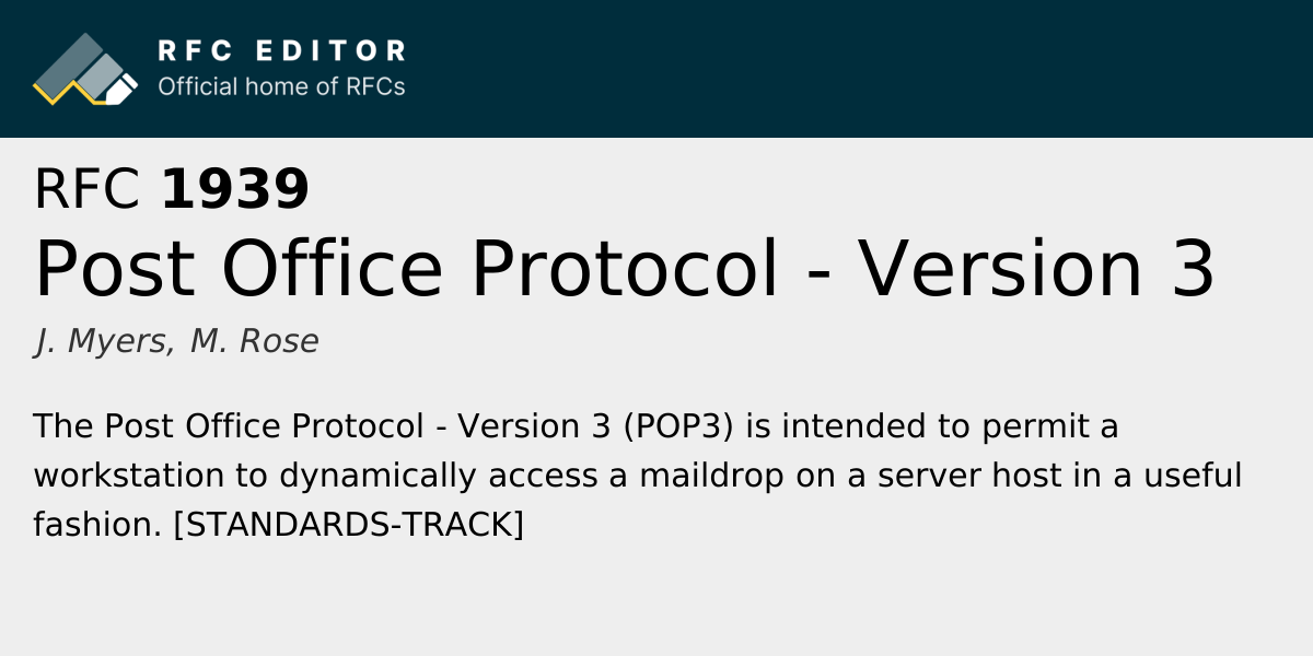 RFC 1939: Post Office Protocol - Version 3 | RFC Editor