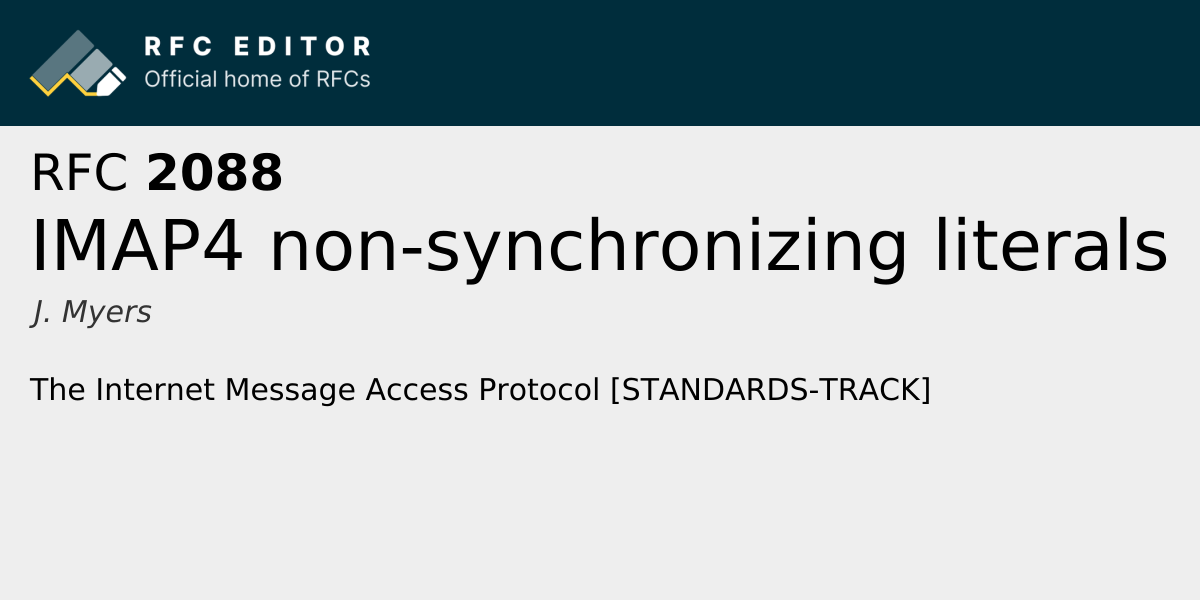 RFC 2088: IMAP4 non-synchronizing literals | RFC Editor