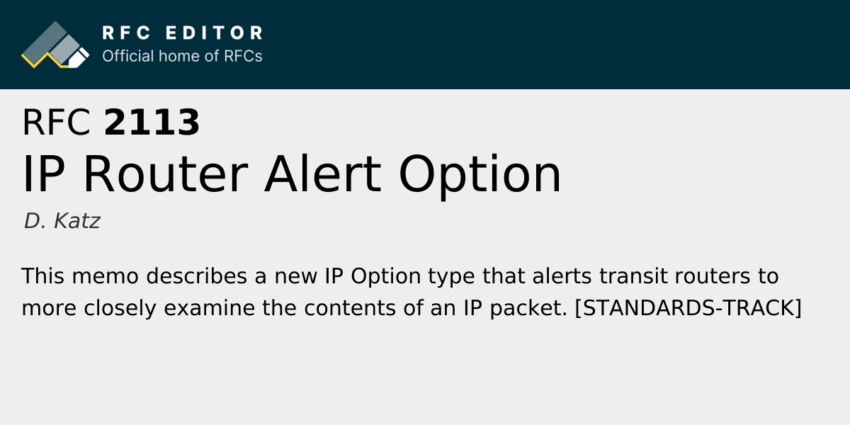 RFC 2113: IP Router Alert Option | RFC Editor