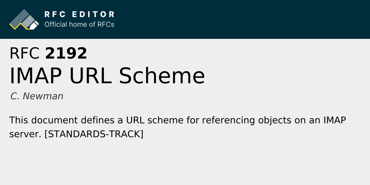RFC 2192: IMAP URL Scheme | RFC Editor