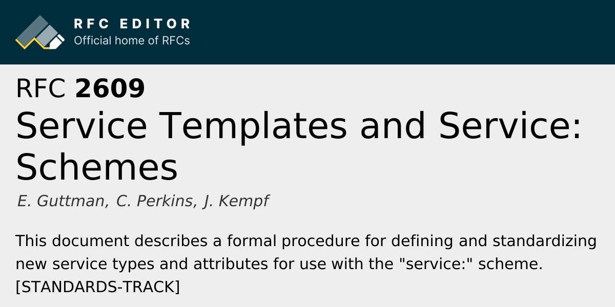 RFC 2609: Service Templates and Service: Schemes | RFC Editor