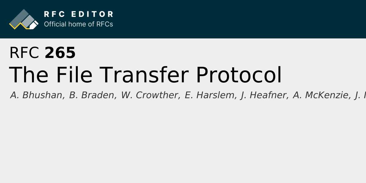 RFC 265: The File Transfer Protocol | RFC Editor
