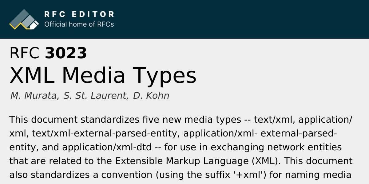 RFC 3023: XML Media Types | RFC Editor