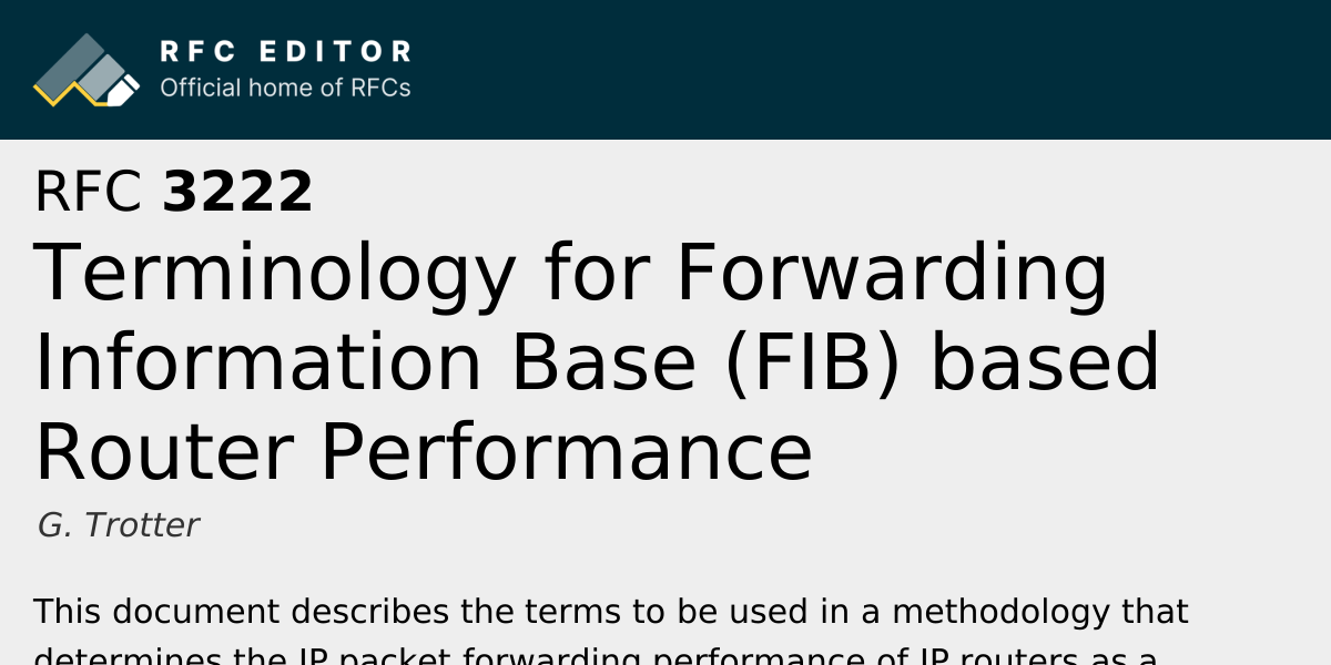 RFC 3222: Terminology for Forwarding Information Base (FIB) based ...