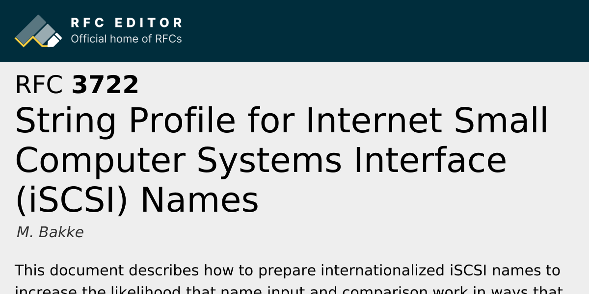RFC 3722: String Profile for Internet Small Computer Systems Interface ...