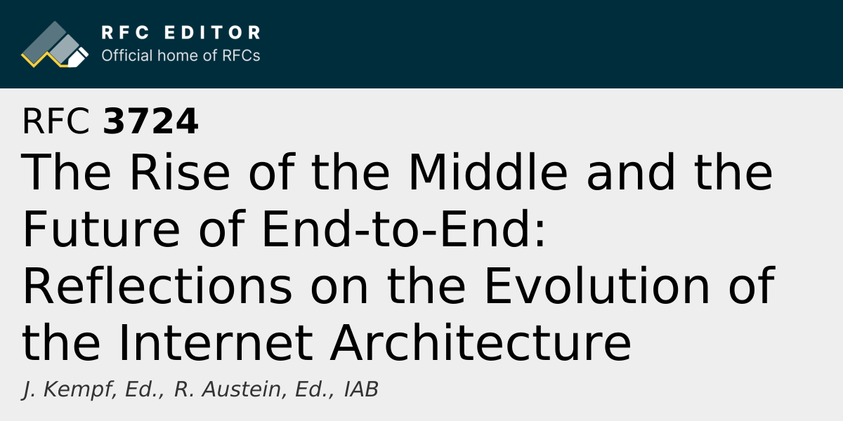 RFC 3724: The Rise of the Middle and the Future of End-to-End ...