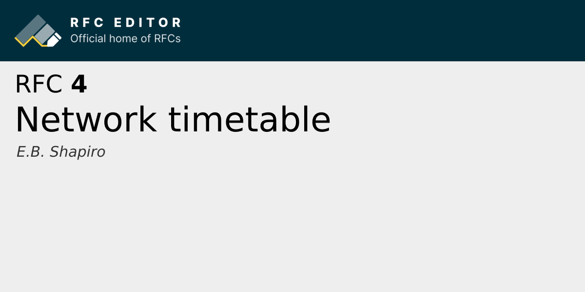 RFC 4: Network timetable | RFC Editor