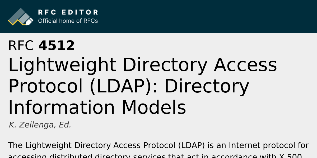 RFC 4512: Lightweight Directory Access Protocol (LDAP): Directory ...