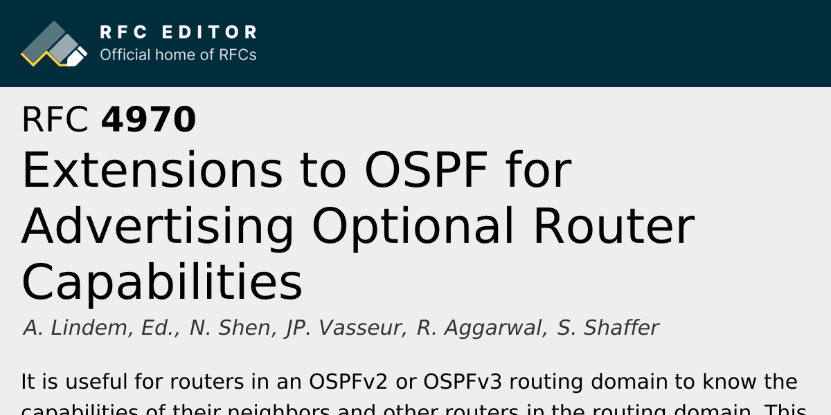 RFC 4970: Extensions to OSPF for Advertising Optional Router ...