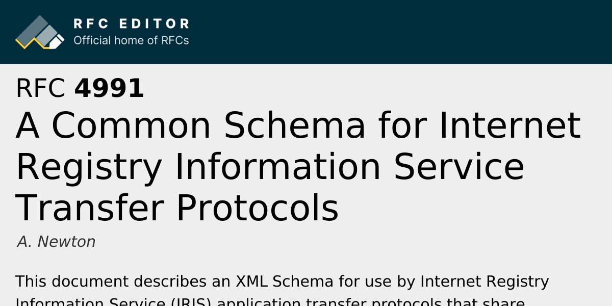 RFC 4991: A Common Schema for Internet Registry Information Service ...