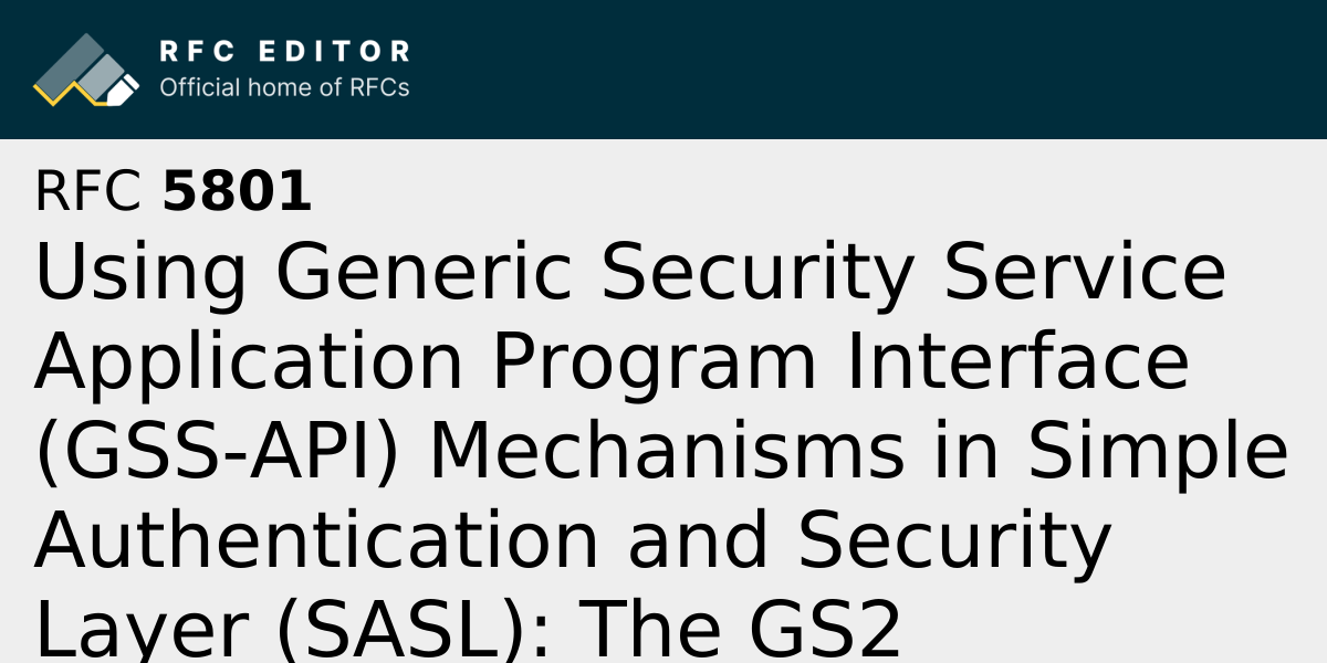 RFC 5801: Using Generic Security Service Application Program Interface ...