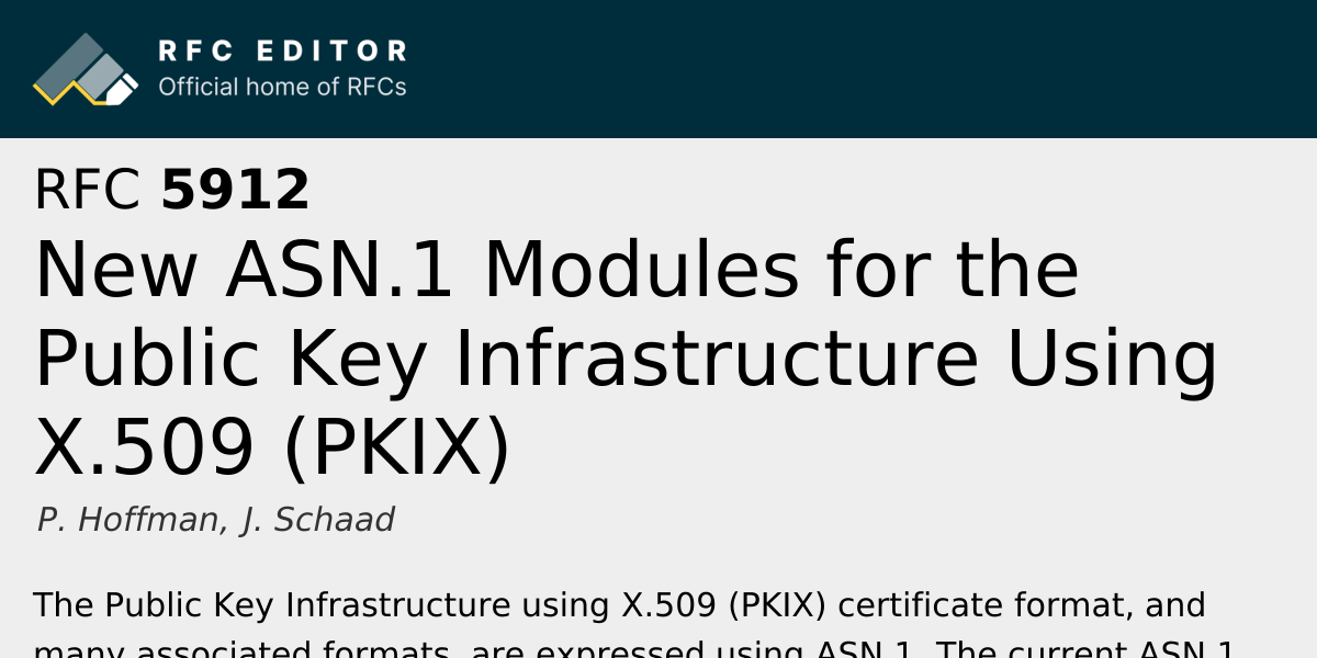 asn様 確認用 RFC 5912: New ASN.1 Modules for the Public Key Infrastructure