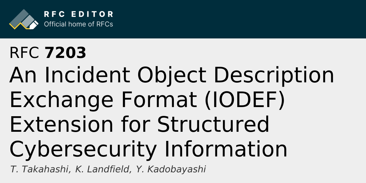 RFC 7203: An Incident Object Description Exchange Format (IODEF ...