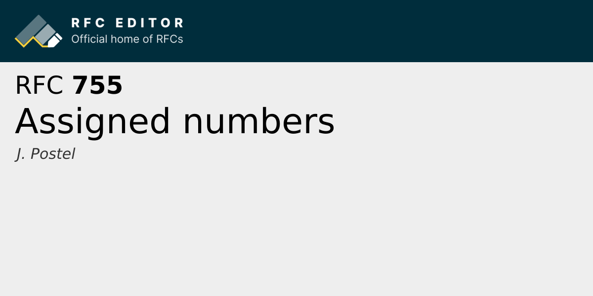 RFC 755: Assigned numbers | RFC Editor