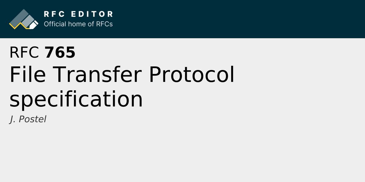 RFC 765: File Transfer Protocol specification | RFC Editor