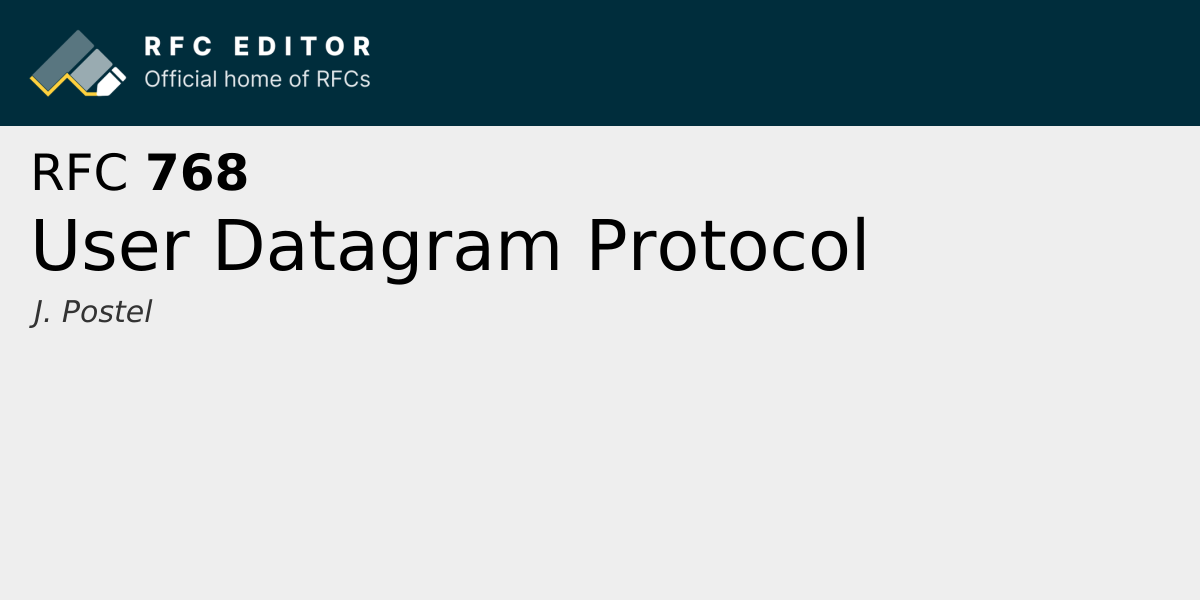 RFC 768: User Datagram Protocol | RFC Editor