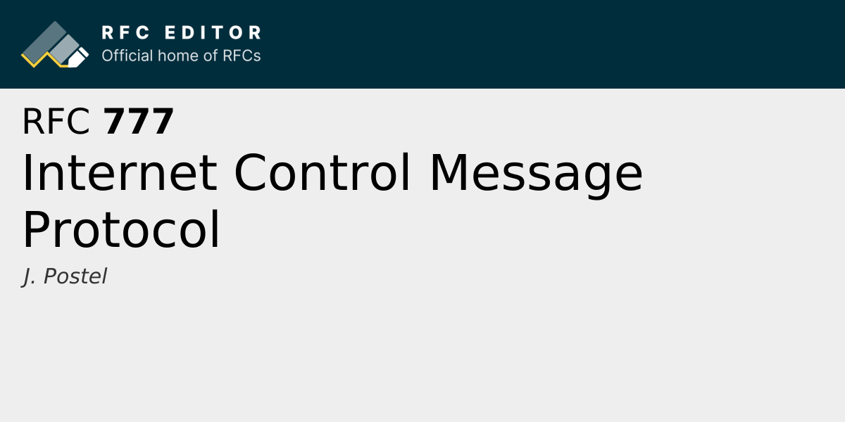 RFC 777: Internet Control Message Protocol | RFC Editor