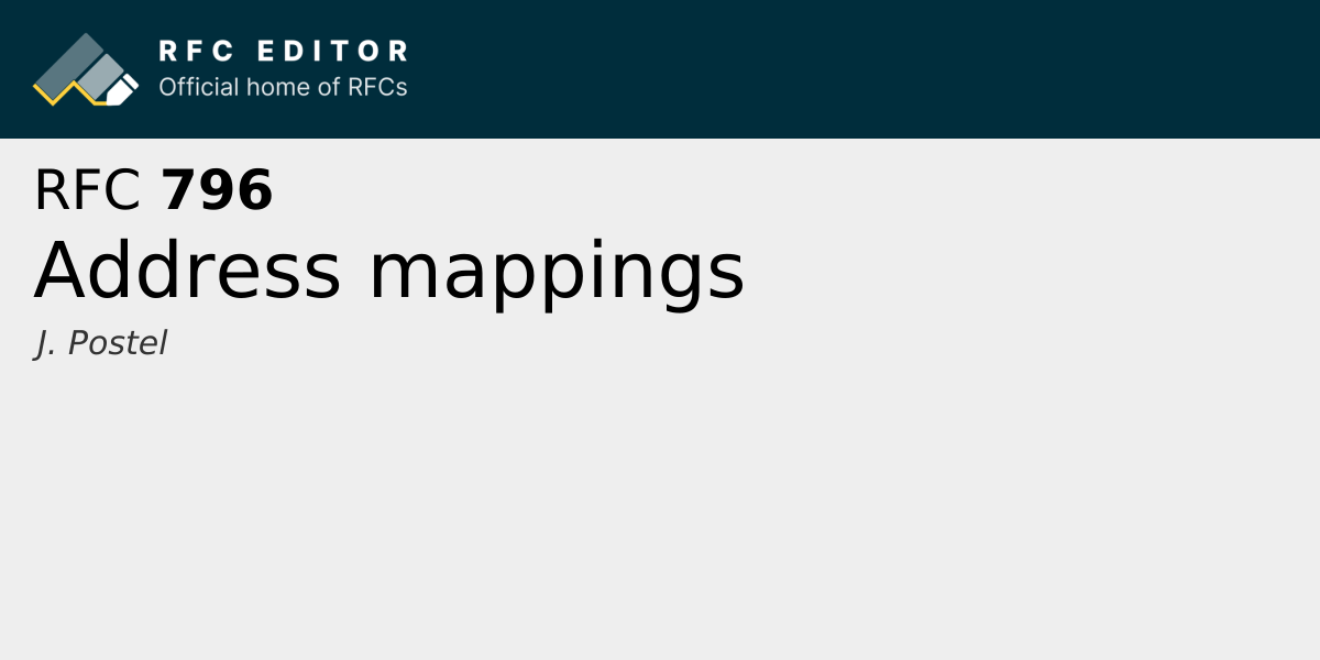 RFC 796: Address mappings | RFC Editor