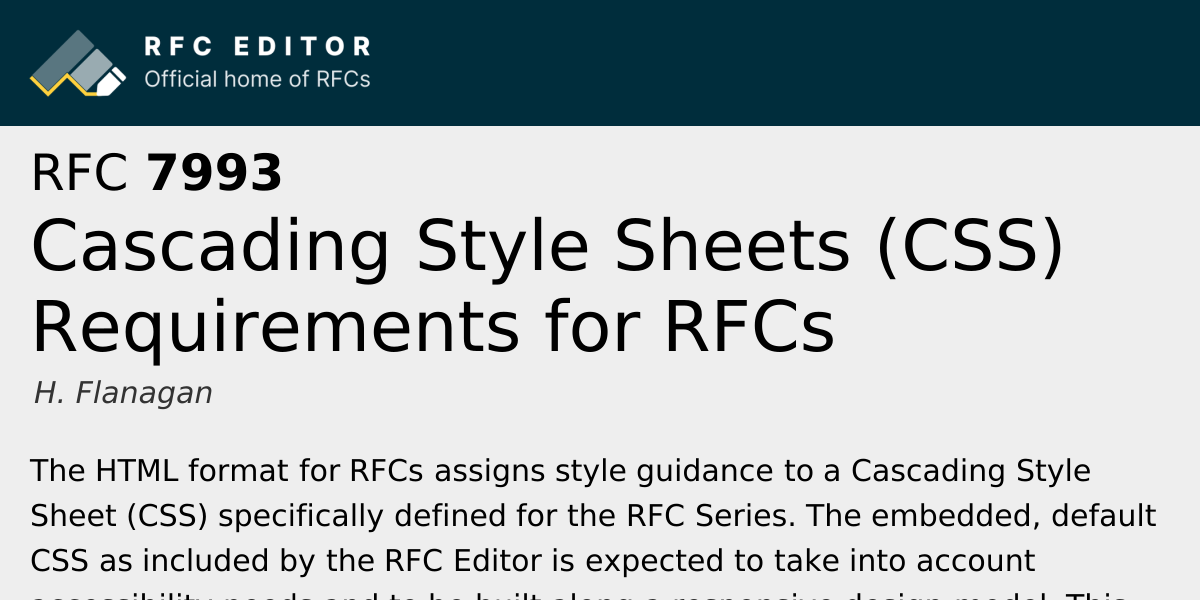 RFC 7993: Cascading Style Sheets (CSS) Requirements for RFCs | RFC Editor