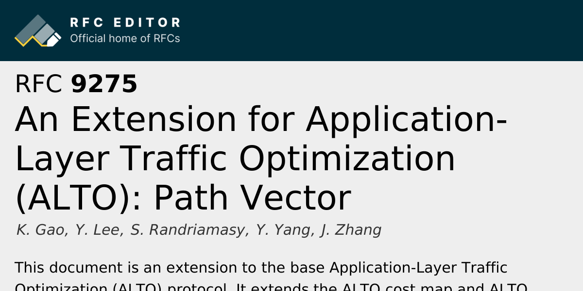 RFC 9275: An Extension for Application-Layer Traffic Optimization (ALTO ...