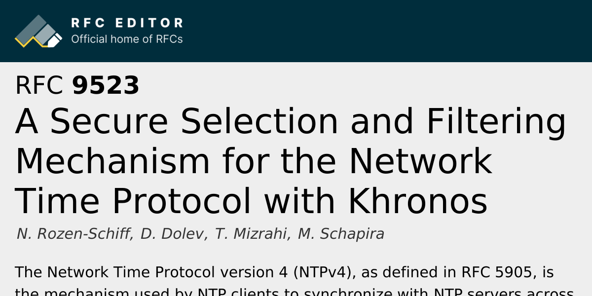 RFC 9523: A Secure Selection and Filtering Mechanism for the Network ...