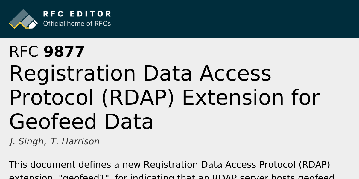 RFC 9877: Registration Data Access Protocol (RDAP) Extension for ...