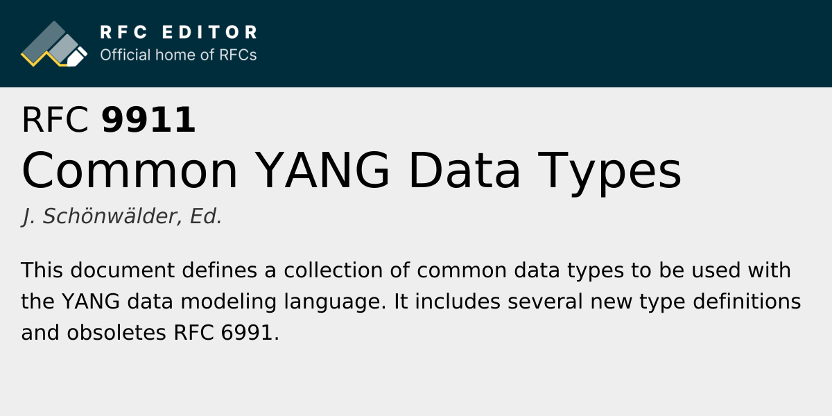 RFC 9911: Common YANG Data Types | RFC Editor